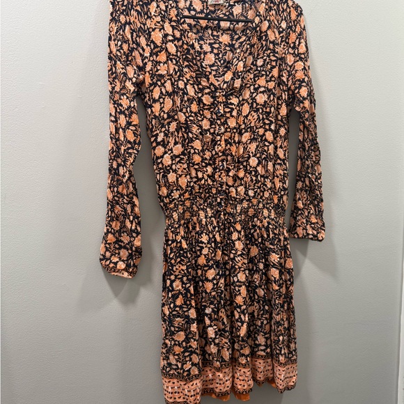 Faherty montara Floral Print Dress in Black and Orange wanderlust size XS - Picture 2 of 11